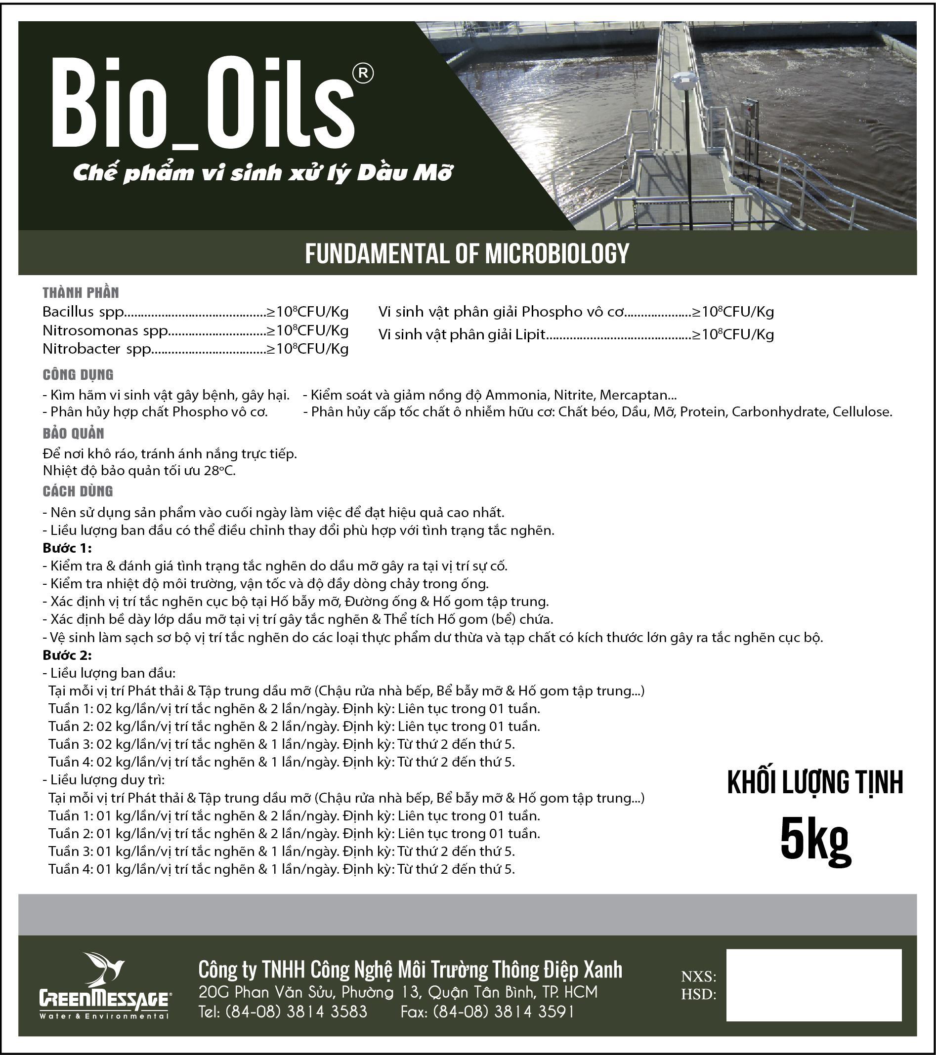 Bio_Oils - Chế phẩm vi sinh xử lý Dầu mỡ