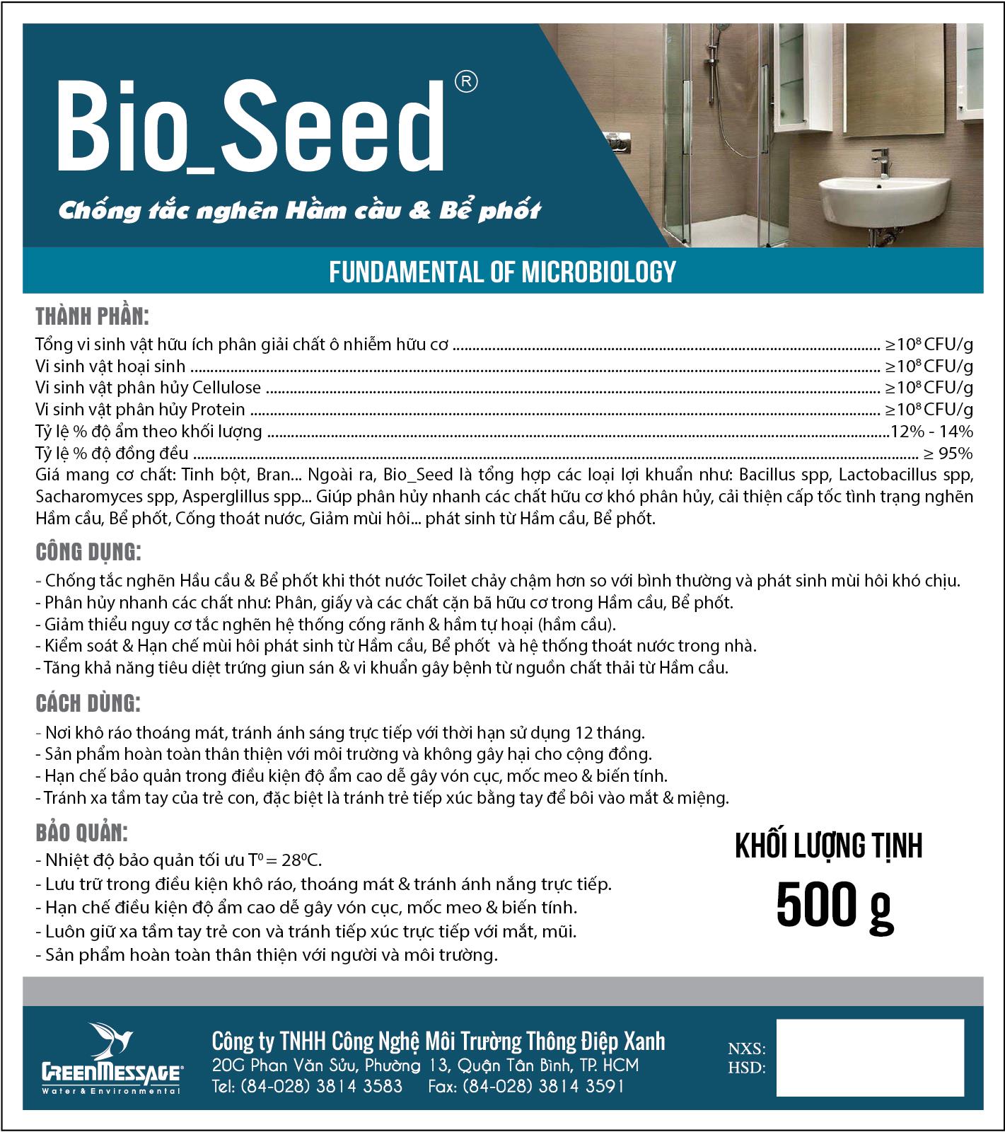 Bio_Seed - Chế phẩm vi sinh chống tắc nghẽn hầm cầu và bể phốt
